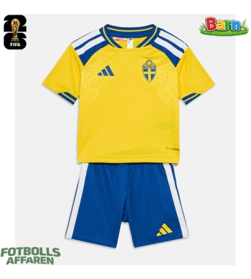 Sverige Hemmaställ Barn VM 2026 Kortärmad (+ Korta byxor)